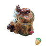 Squirrel on log with acorn Porcelain Limoges Wild Animals French Trinket Box