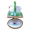 Monet white swan in basket water lilies Porcelain Limoges wild birds French Trinket Box