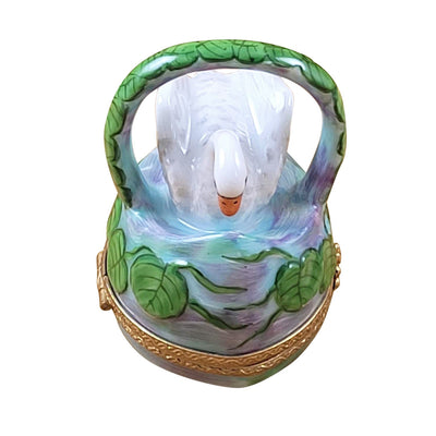 Monet white swan in basket water lilies Porcelain Limoges wild birds French Trinket Box