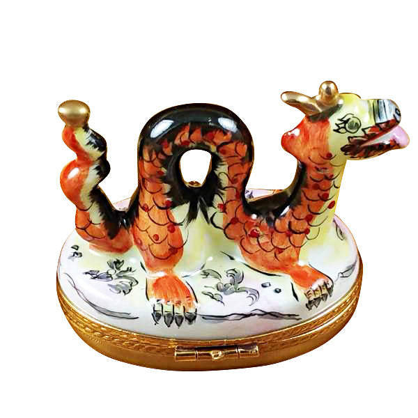 Green Dragon Limoges box, hand-painted porcelain made in France