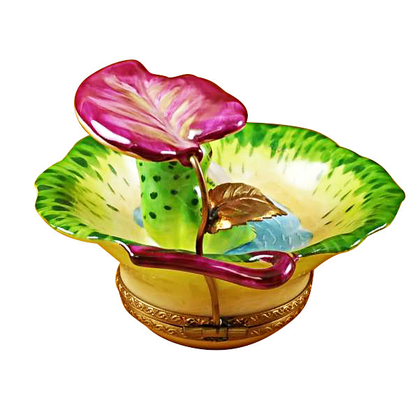 Frog Under Leaf Porcelain Figurine Porcelain Limoges frog LIMOGES BOXES turtle French Trinket Box