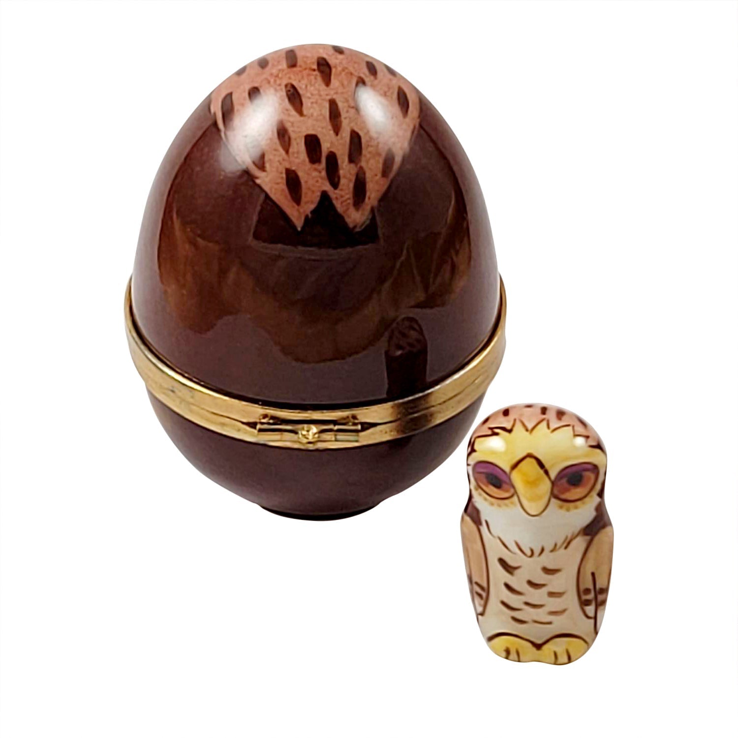 Owl Egg w Removable Owl Porcelain Limoges Bird owl French Trinket Box