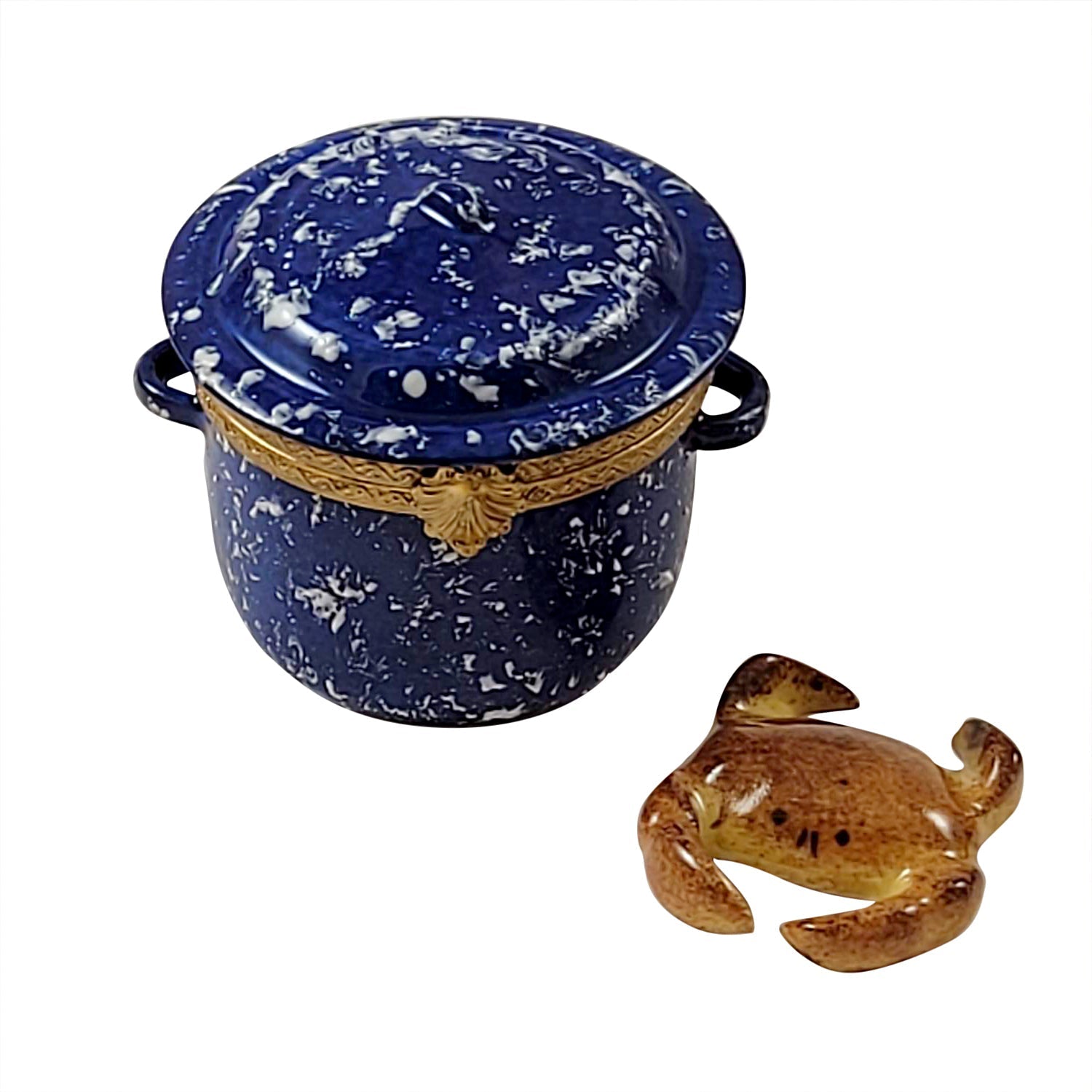 Crab in Pot Porcelain Limoges fish ocean beach food French Trinket Box