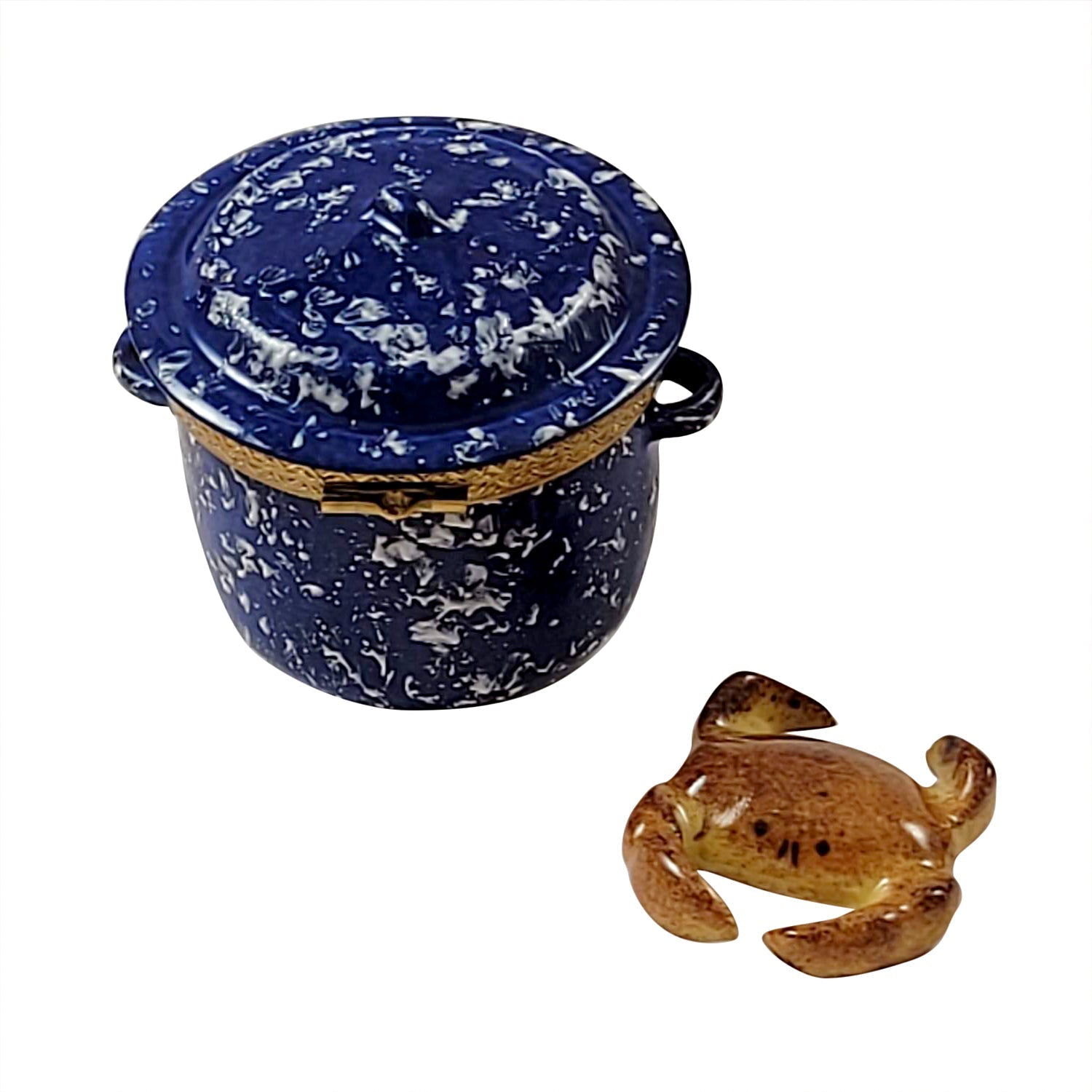 Crab in Pot Porcelain Limoges fish ocean beach food French Trinket Box