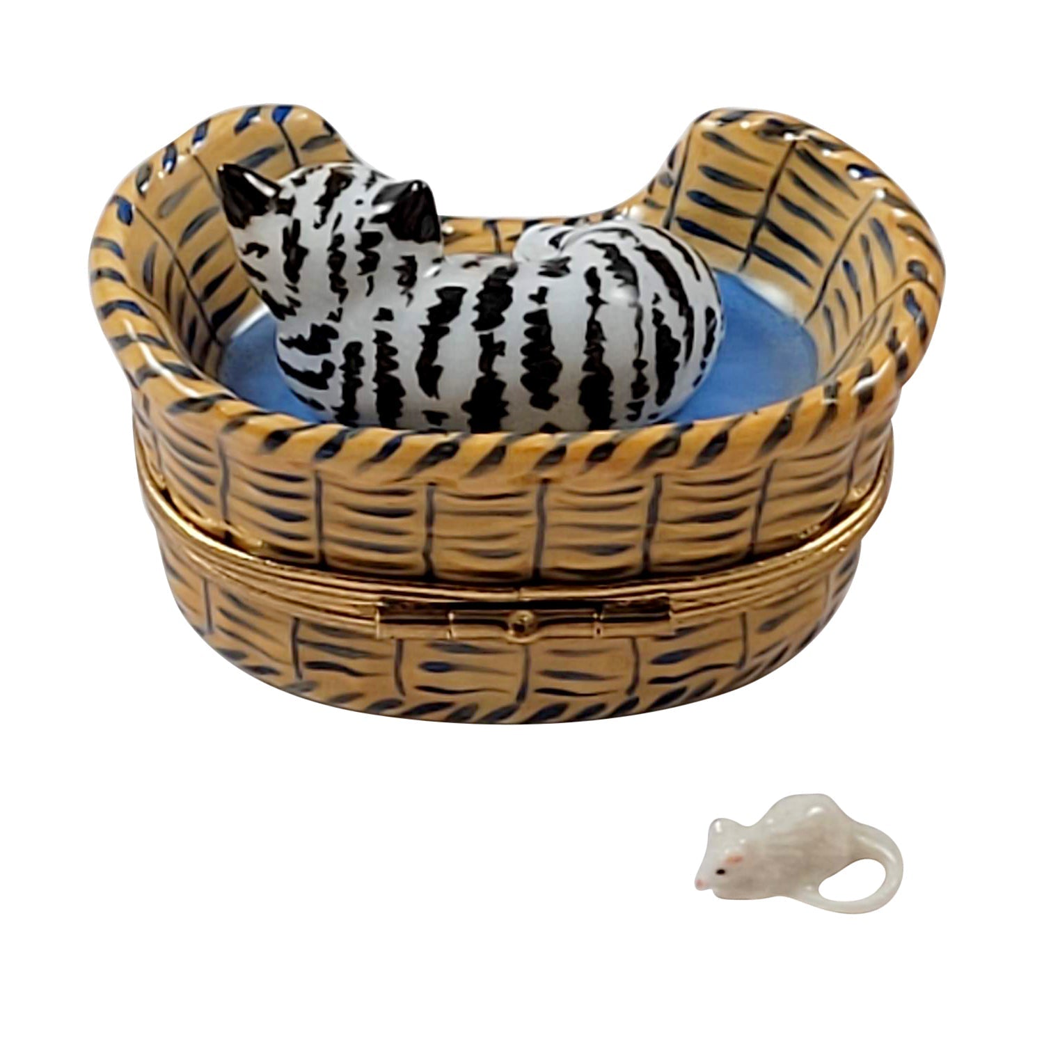 Dreaming Cat w Mouse Porcelain Limoges Cat cats French Trinket Box