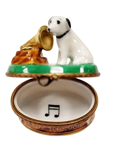 RCA Record Dog Limoges Box Porcelain Limoges Dog music French Trinket Box