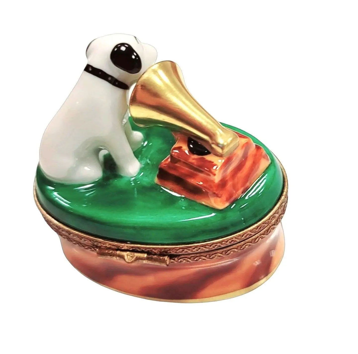 RCA Record Dog Limoges Box Porcelain Limoges Dog music French Trinket Box