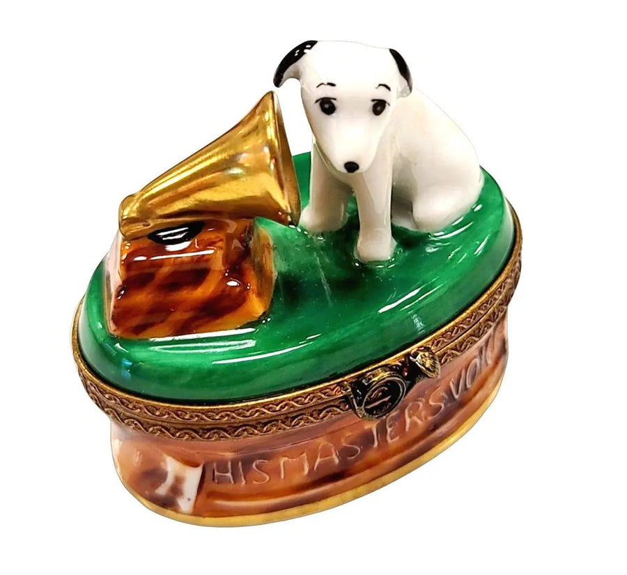 RCA Record Dog Limoges Box Porcelain Limoges Dog music French Trinket Box
