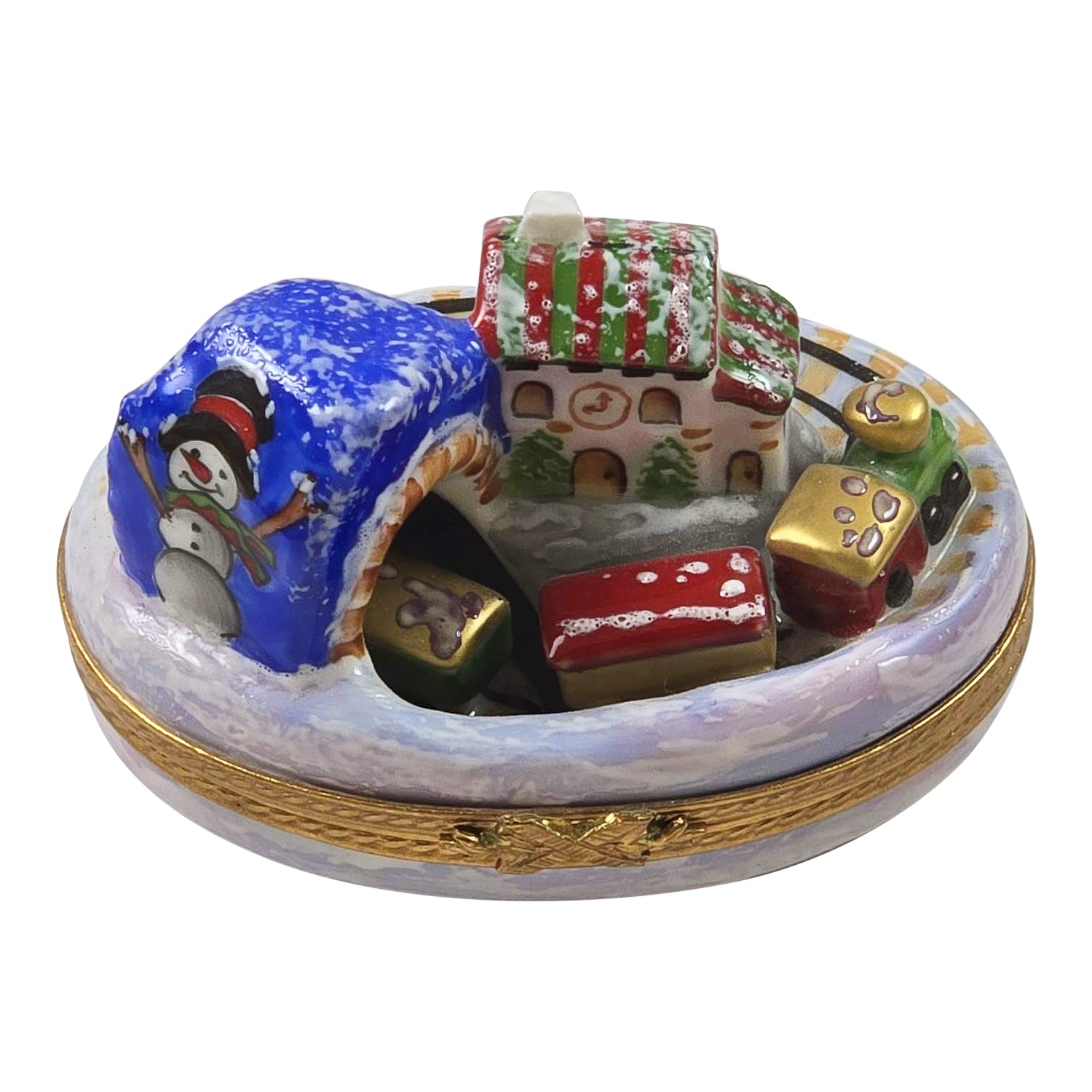 Train in Mountain Snow Village for Collectors