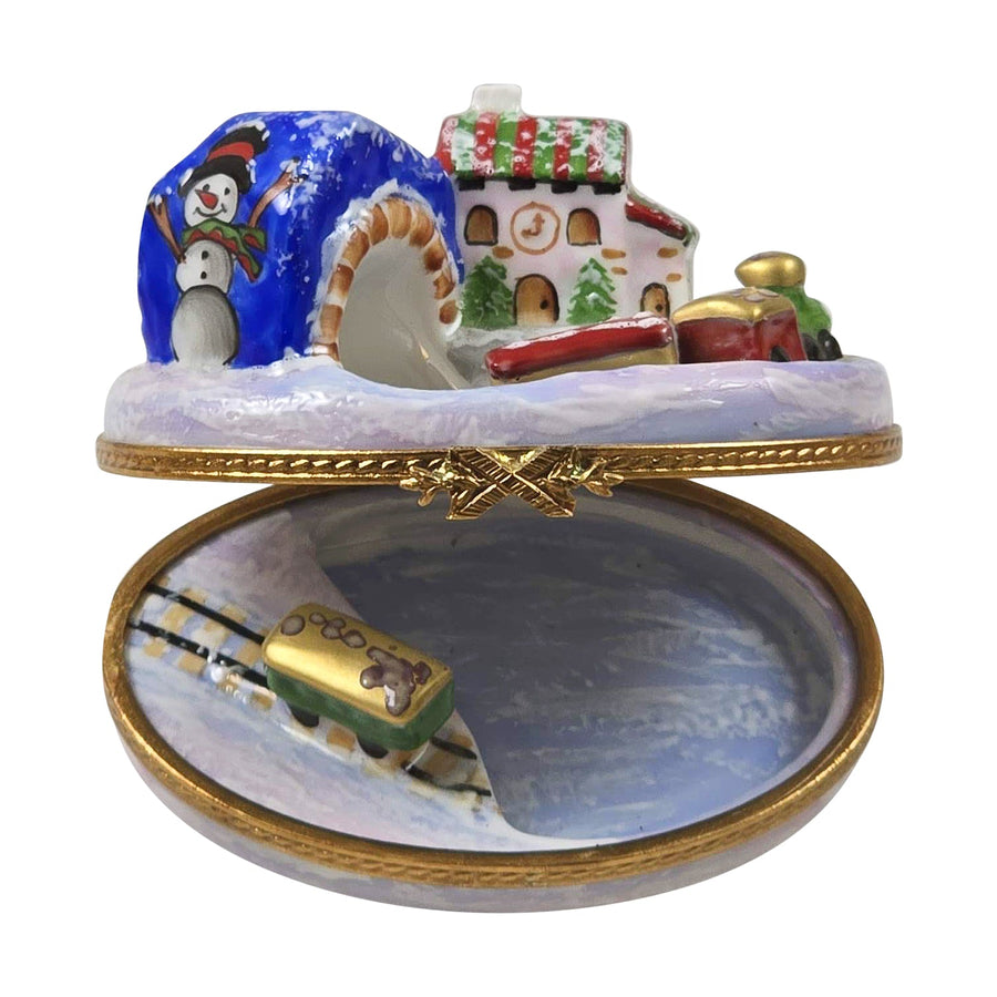 Train in Mountain Snow Village for Collectors