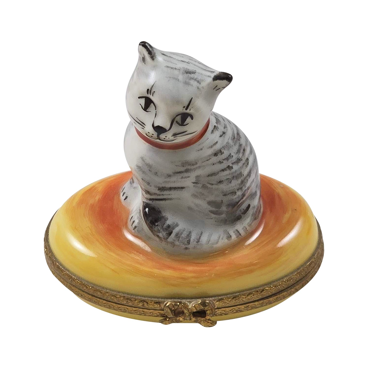 Grey Cat Limoges Box for Cat Lovers