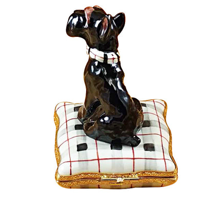 Schnauzer on Plaid Pillow Limoges Box