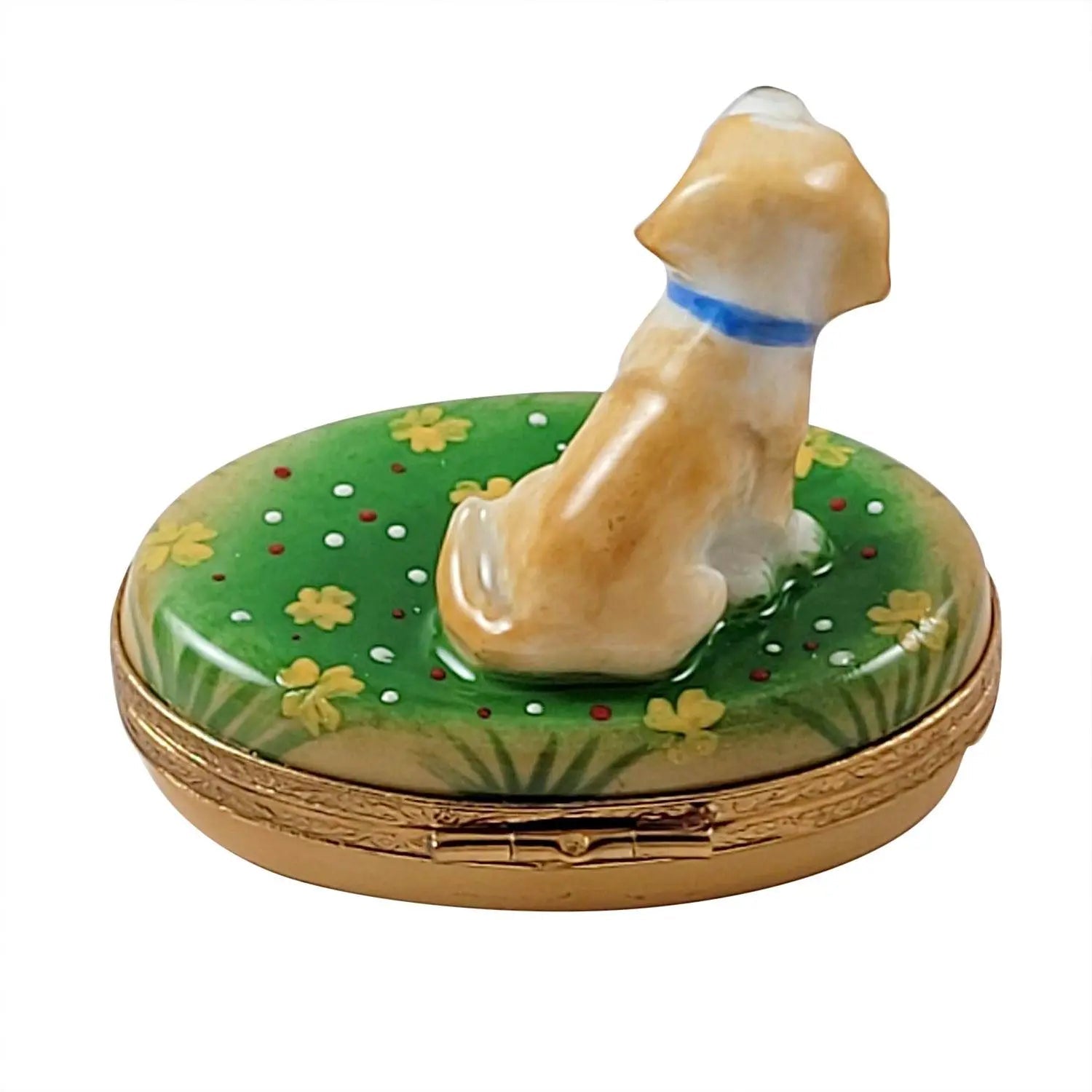Blond / Yellow Labrador Light Beagle Porcelain Limoges dog French Trinket Box