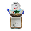 Dog in gift box Porcelain Limoges dog French Trinket Box