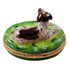 German Short Haired Pointer Dog Figurine Porcelain Limoges Dog French Trinket Box
