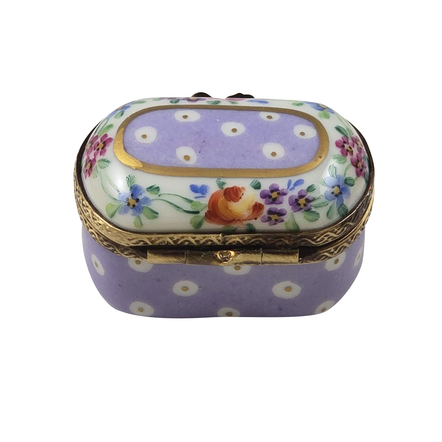 Light Purple Gold Dots Small Oval