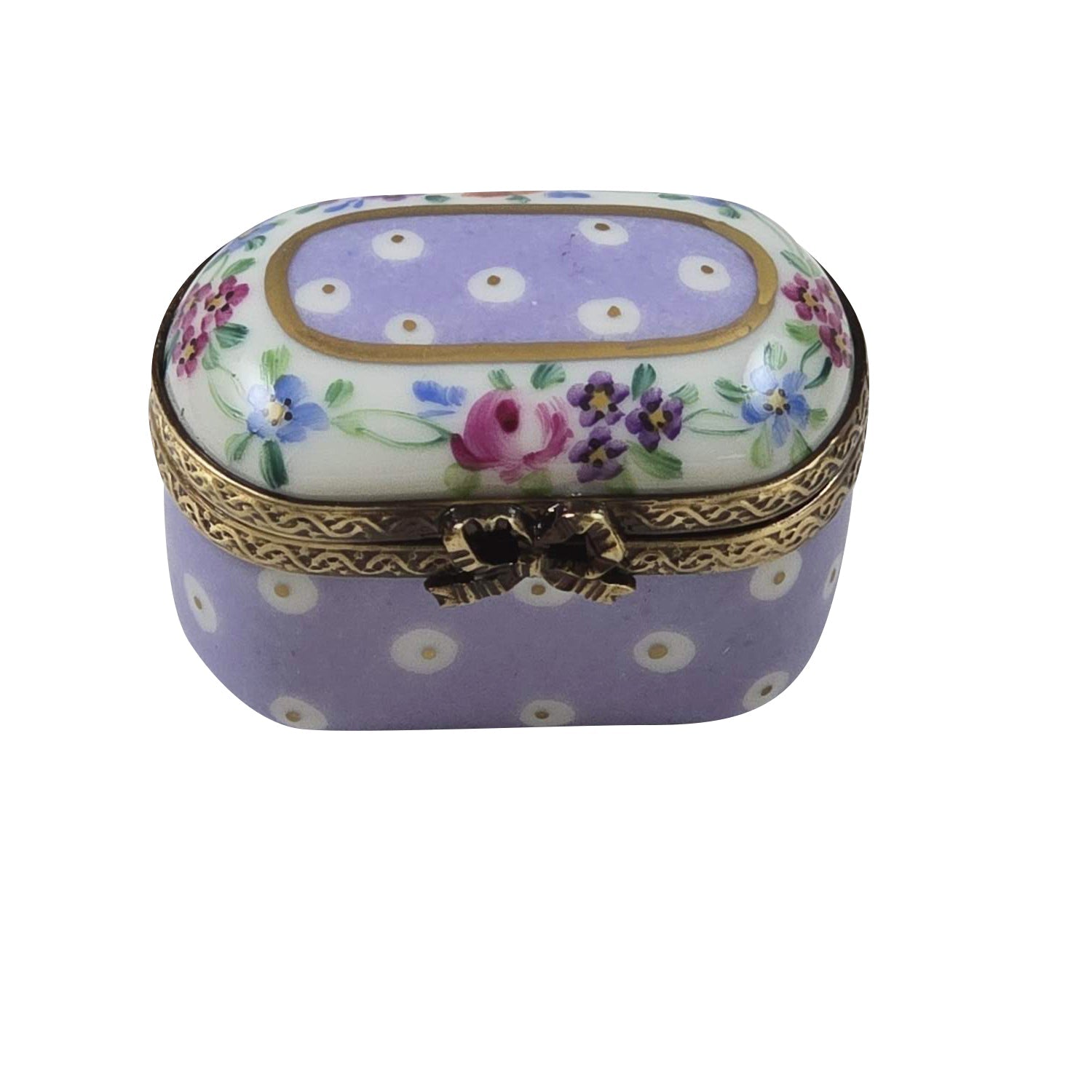 Light Purple Gold Dots Small Oval