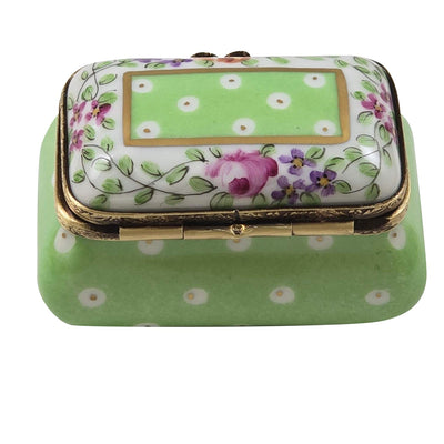 Light Green Gold Dots Small Rectangular