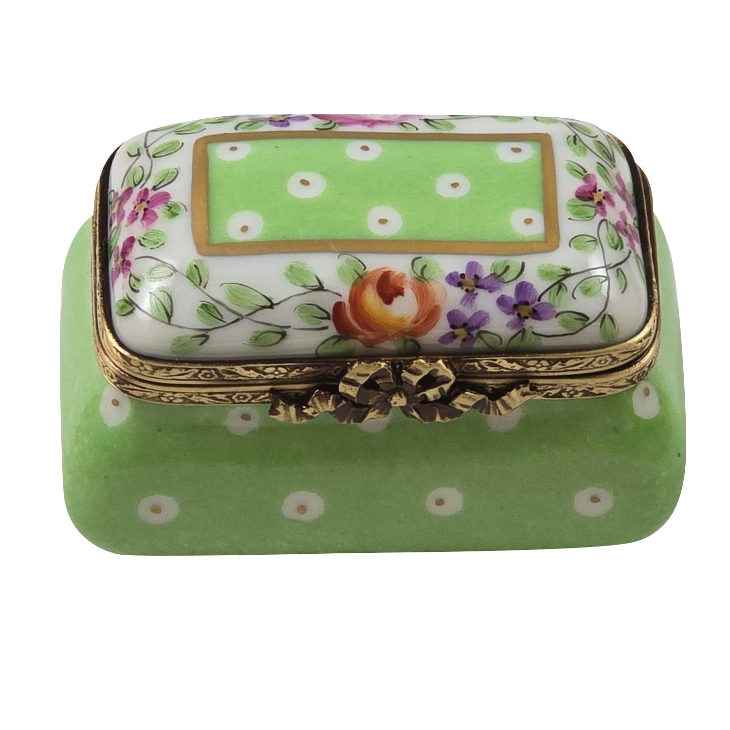 Light Green Gold Dots Small Rectangular