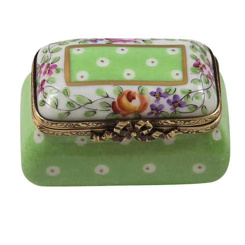 Light Green Gold Dots Small Rectangular