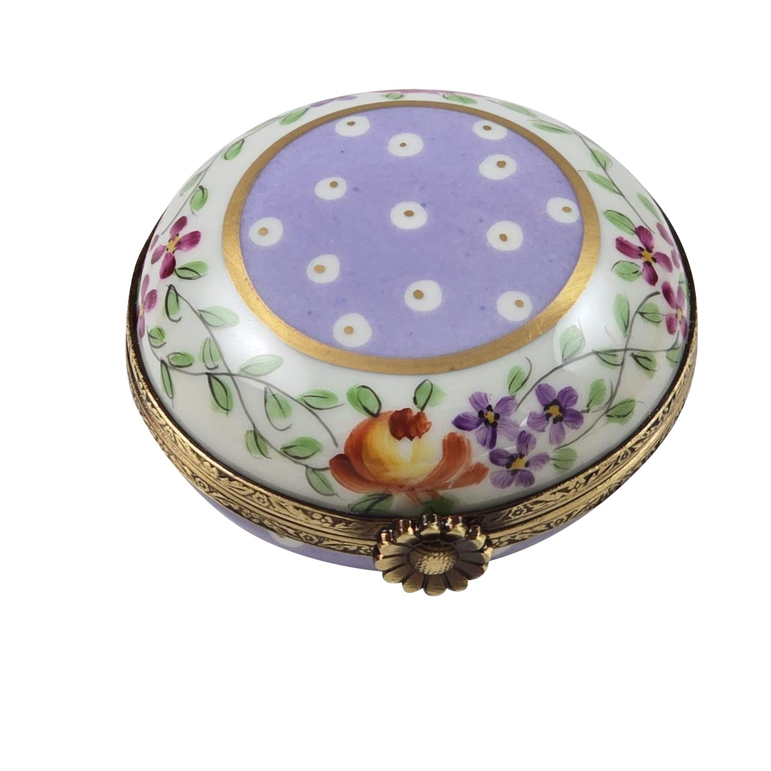 Light Purple Gold Dot Round