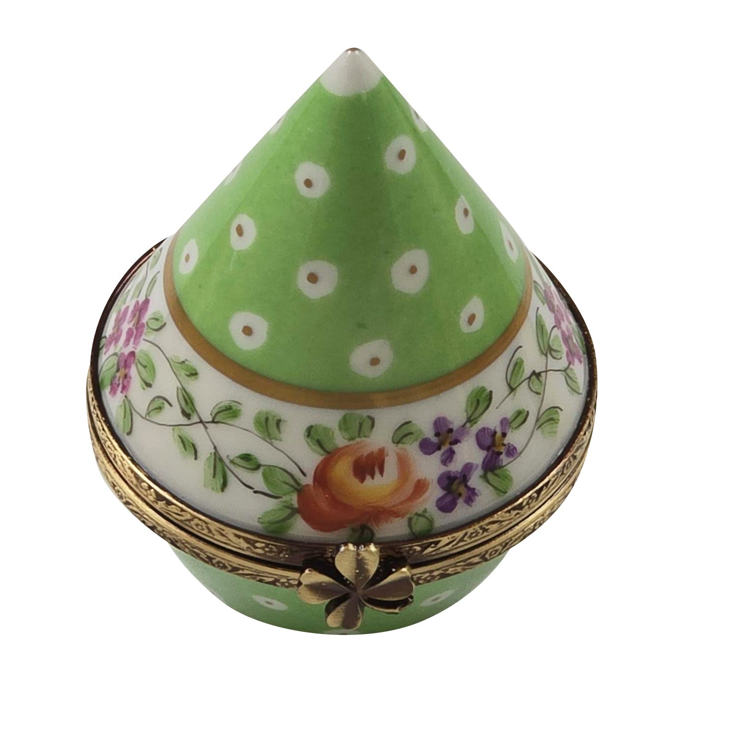 LIGHT GREEN GOLD DOTS CONICAL