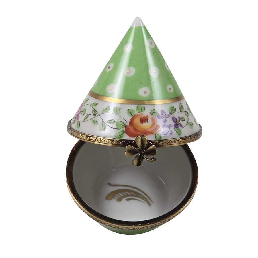 LIGHT GREEN GOLD DOTS CONICAL