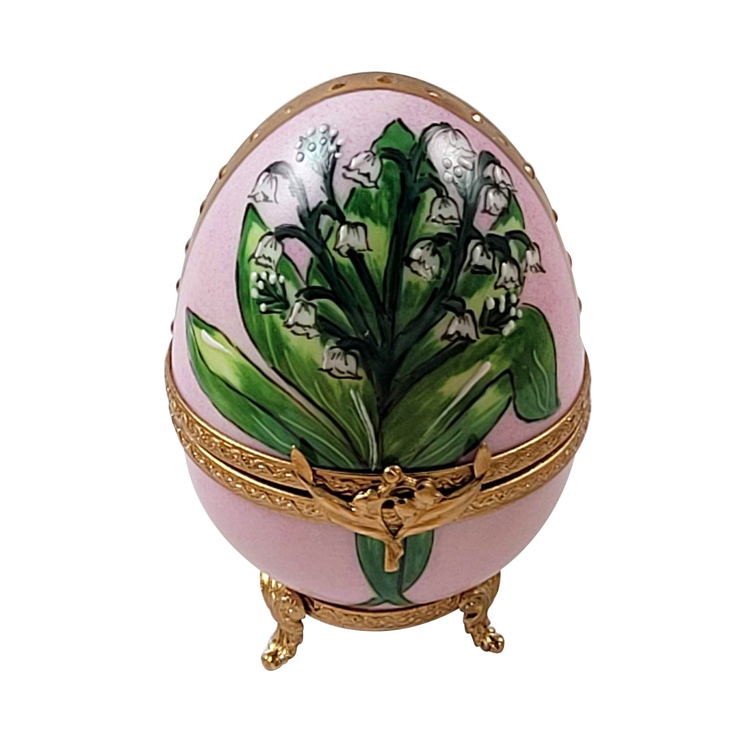 Lily Of The Valley Egg Porcelain Limoges garden flowers traditional egg French Trinket Box
