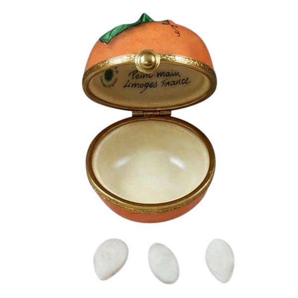Autumn Pumpkin with Seeds Inside Limoges box, hand-painted porcelain made in France