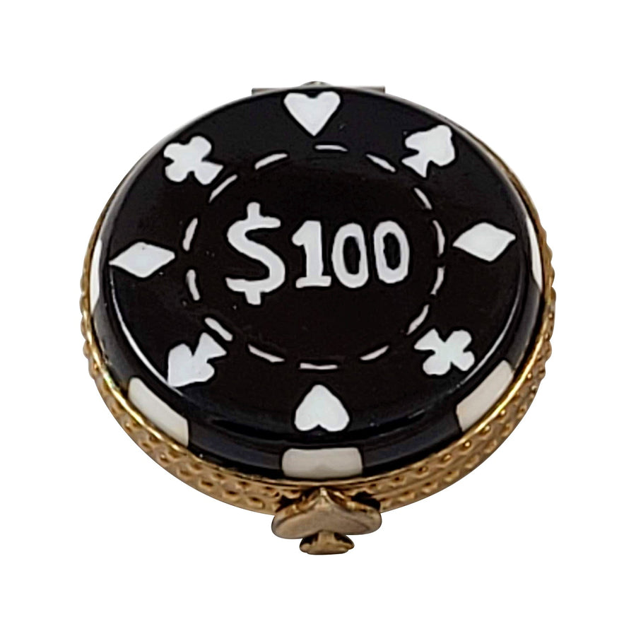 Poker chip casino Porcelain Limoges games gambling French Trinket Box