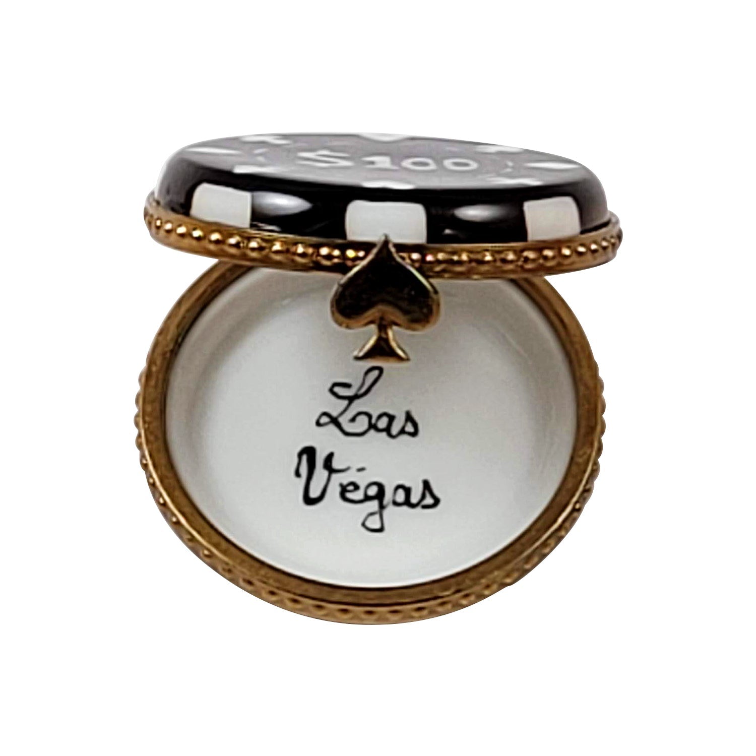 Poker chip casino Porcelain Limoges games gambling French Trinket Box