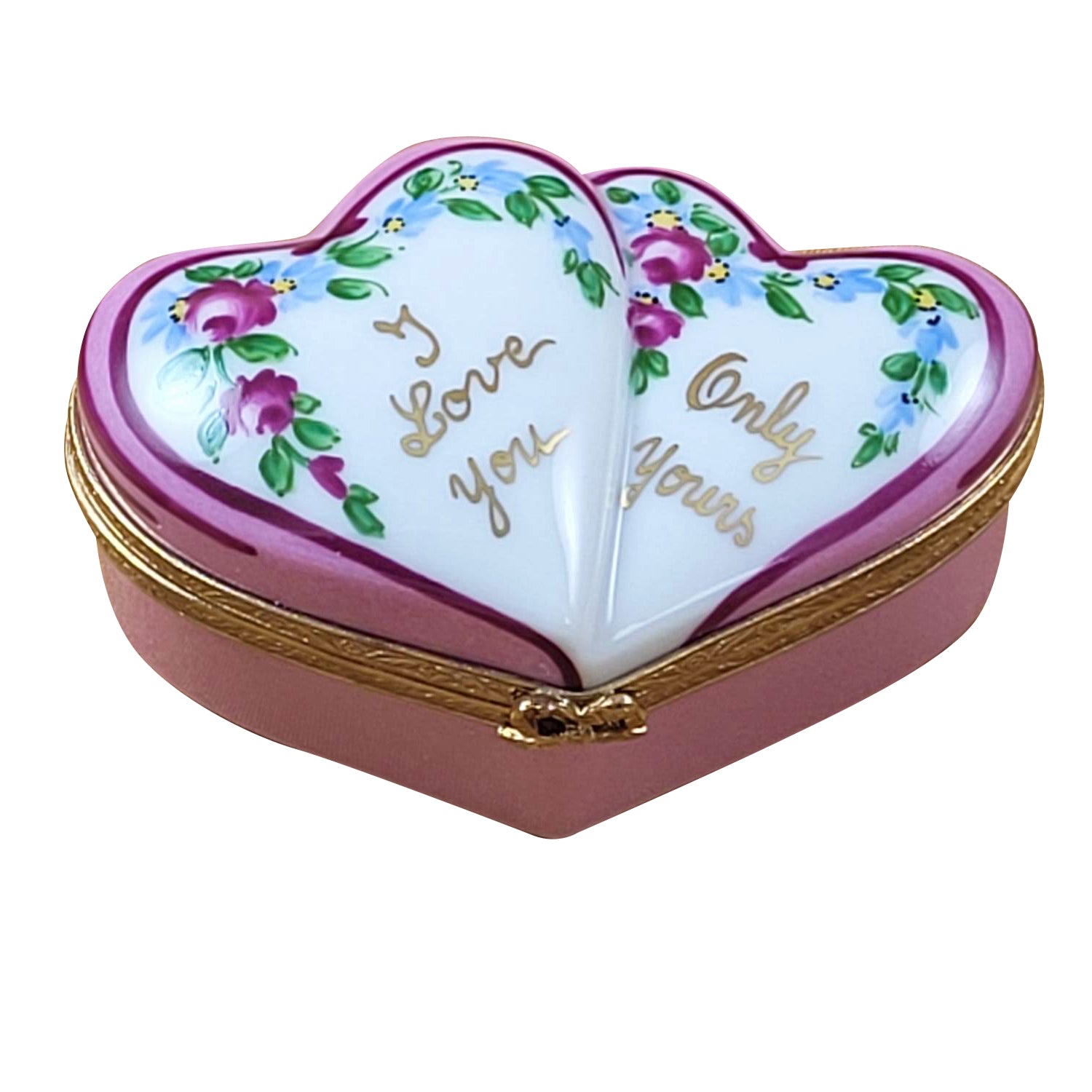 Double hearts I love you only yours Porcelain Limoges HEART LIMOGES BOXES love French Trinket Box