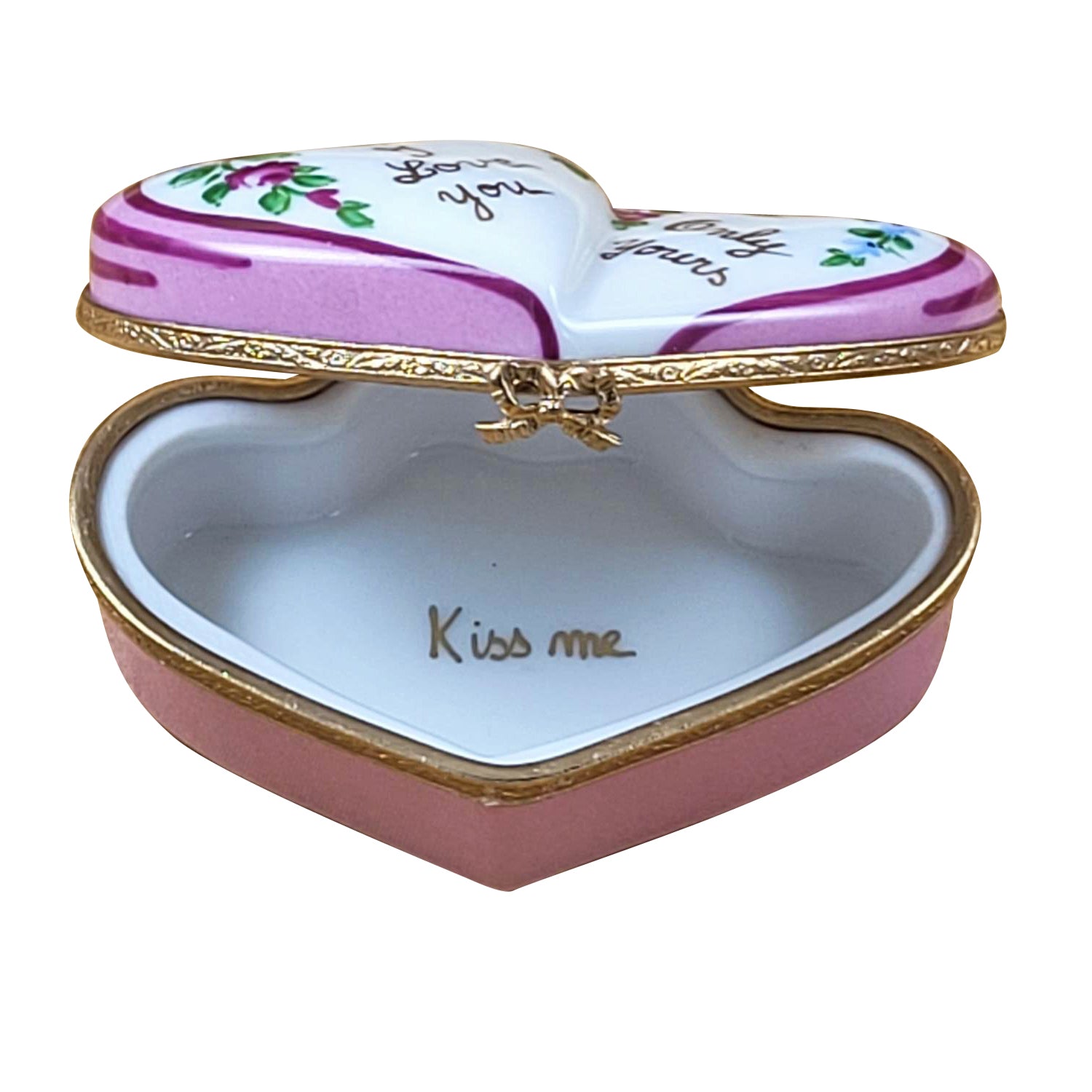 Double hearts I love you only yours Porcelain Limoges HEART LIMOGES BOXES love French Trinket Box