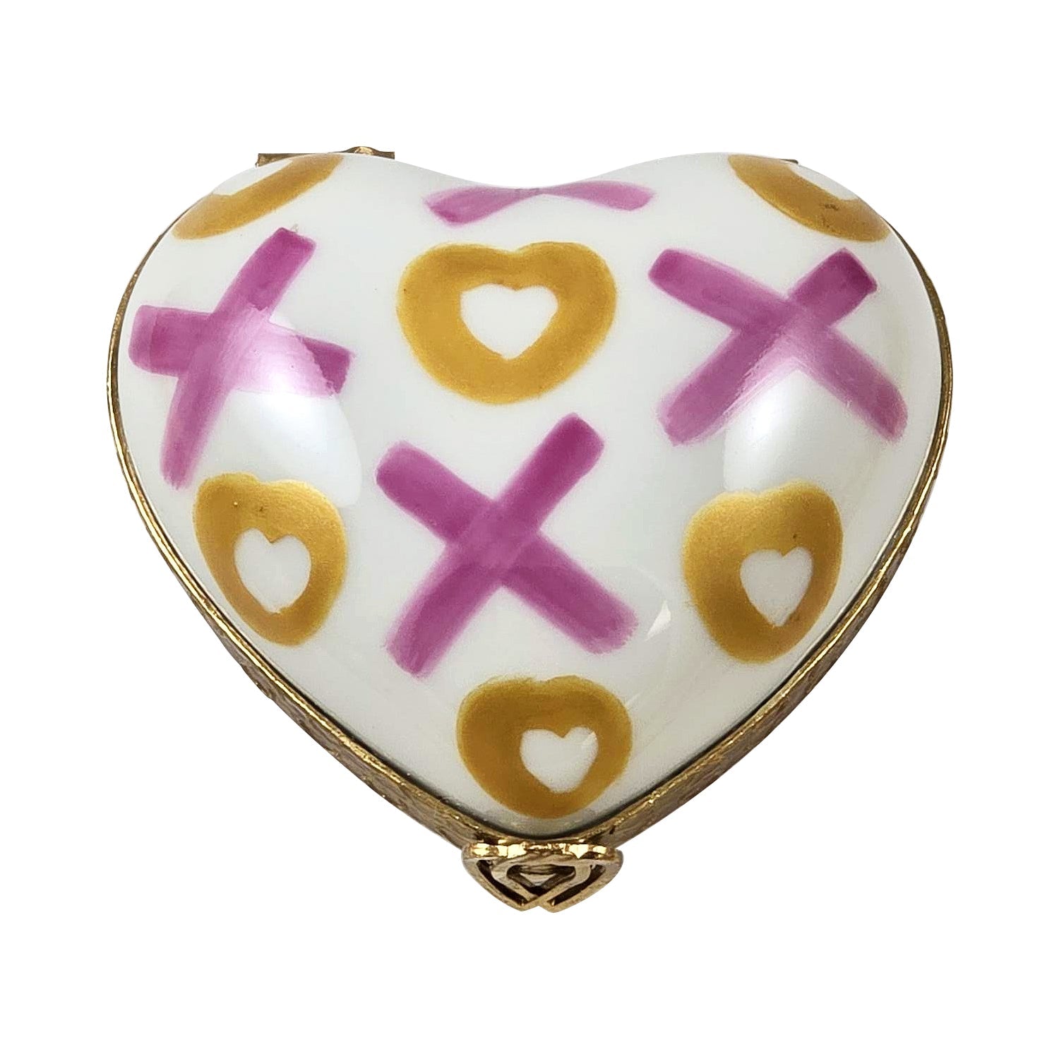 XO Heart Love Kisses Porcelain Limoges French Trinket Box