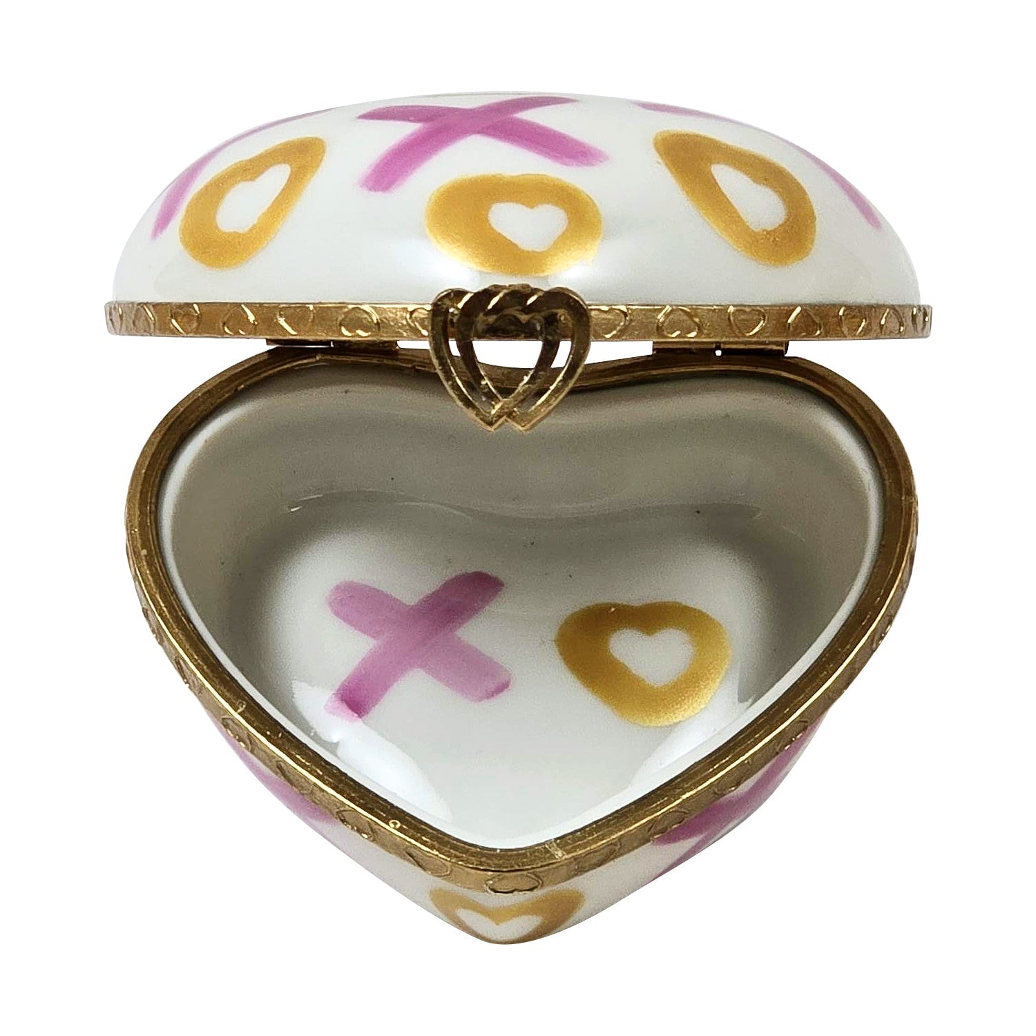 XO Heart Love Kisses Porcelain Limoges French Trinket Box