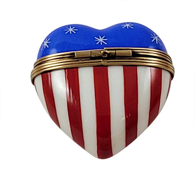 American Flag Heart Limoges Box