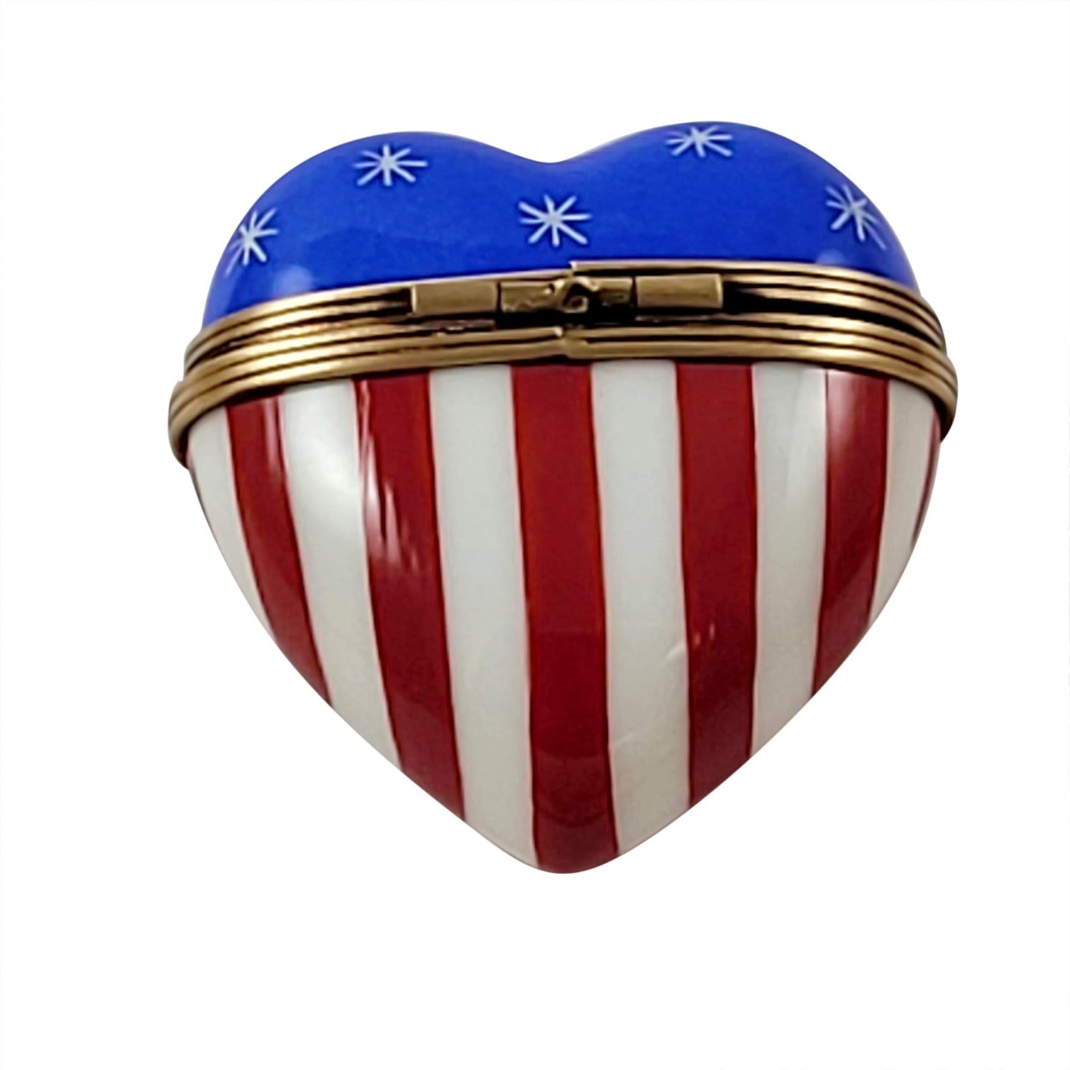 American Flag Heart Porcelain Limoges Patriotic United States heart French Trinket Box