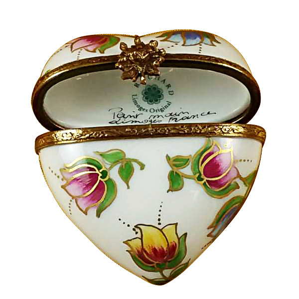 Tulip Heart Limoges box, hand-painted porcelain made in France