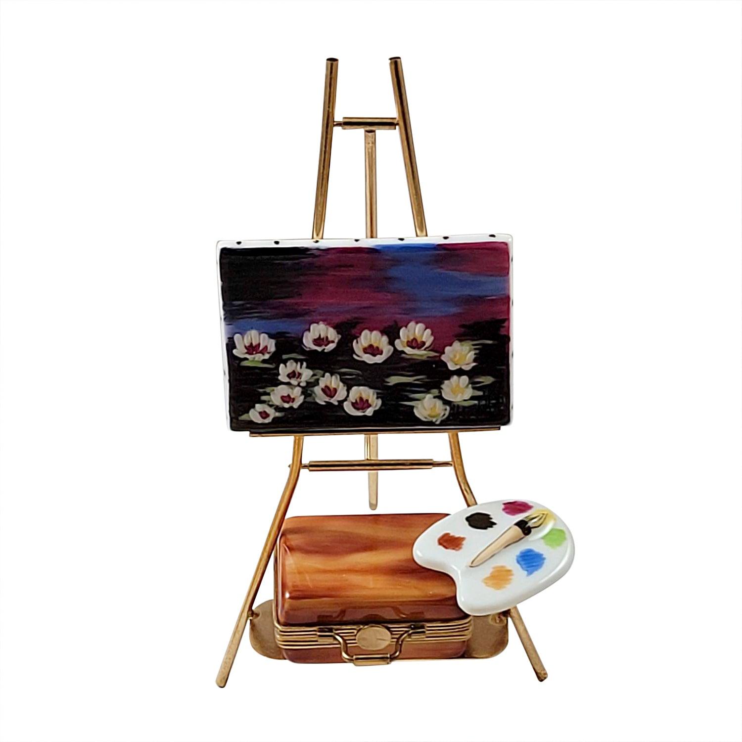 Easel Monet - Water Lilies Porcelain Limoges art painting French Trinket Box