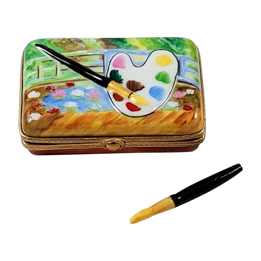 Painted Monet Japanese Footbridge Porcelain Limoges art Rochard Limoges Box French Trinket Box