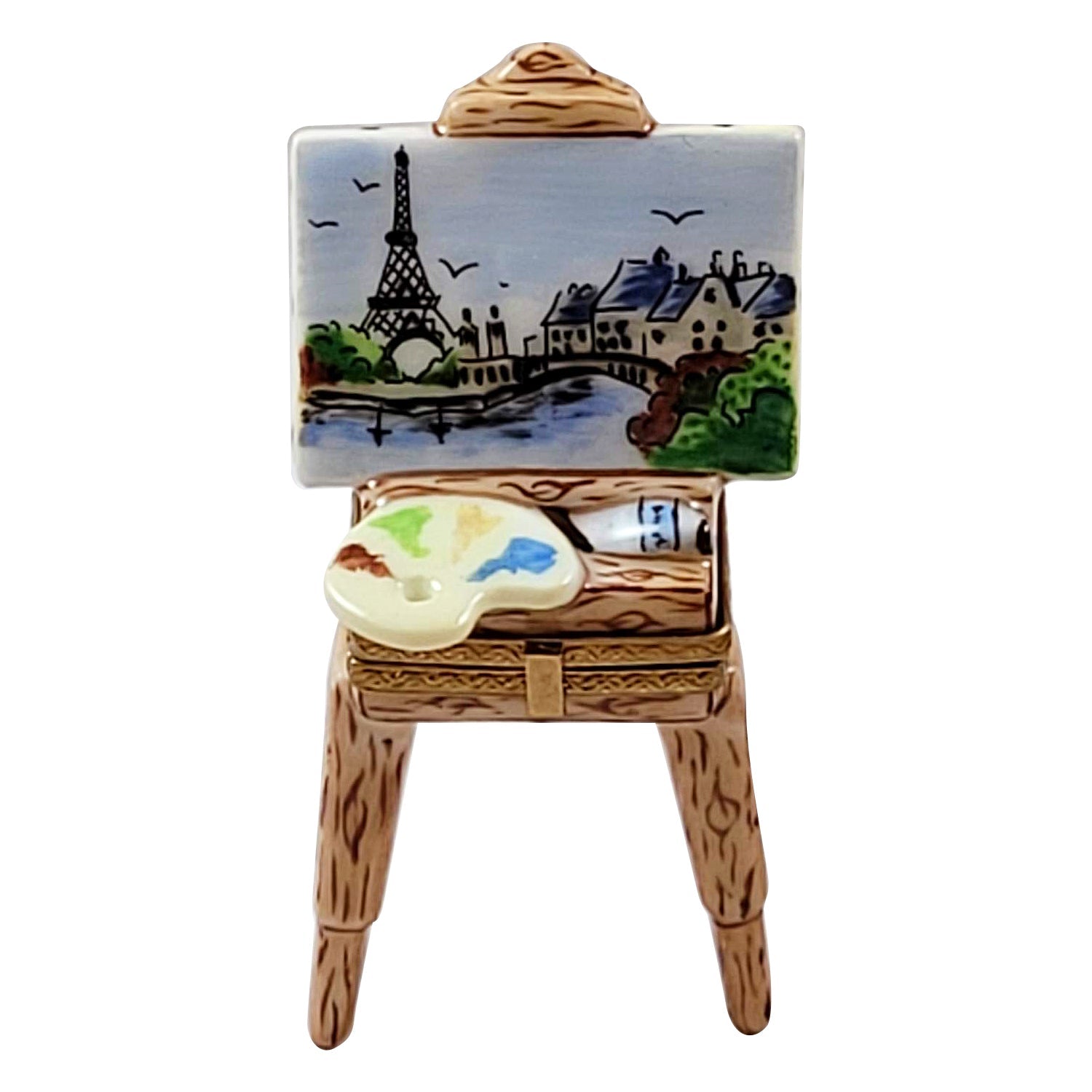 Easel with Eiffel Tower Painted Porcelain Limoges Eiffel Tower France French Trinket Box