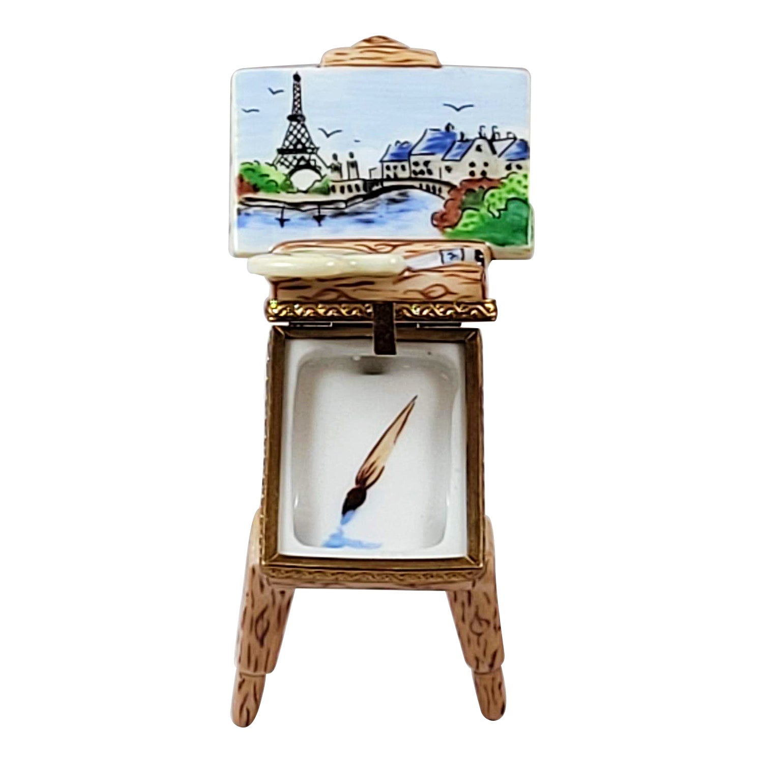 Easel with Eiffel Tower Painted Porcelain Limoges Eiffel Tower France French Trinket Box