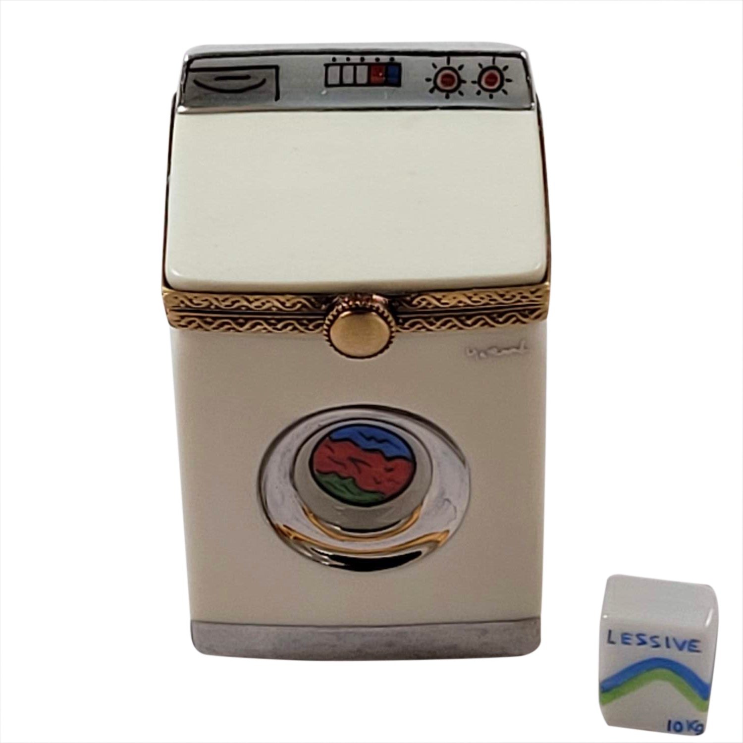 Washing Machine w Detergent Porcelain Limoges home mother French Trinket Box