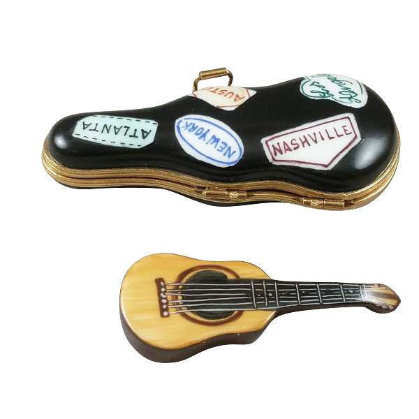Acoustic Guitar Porcelain Limoges music French Trinket Box