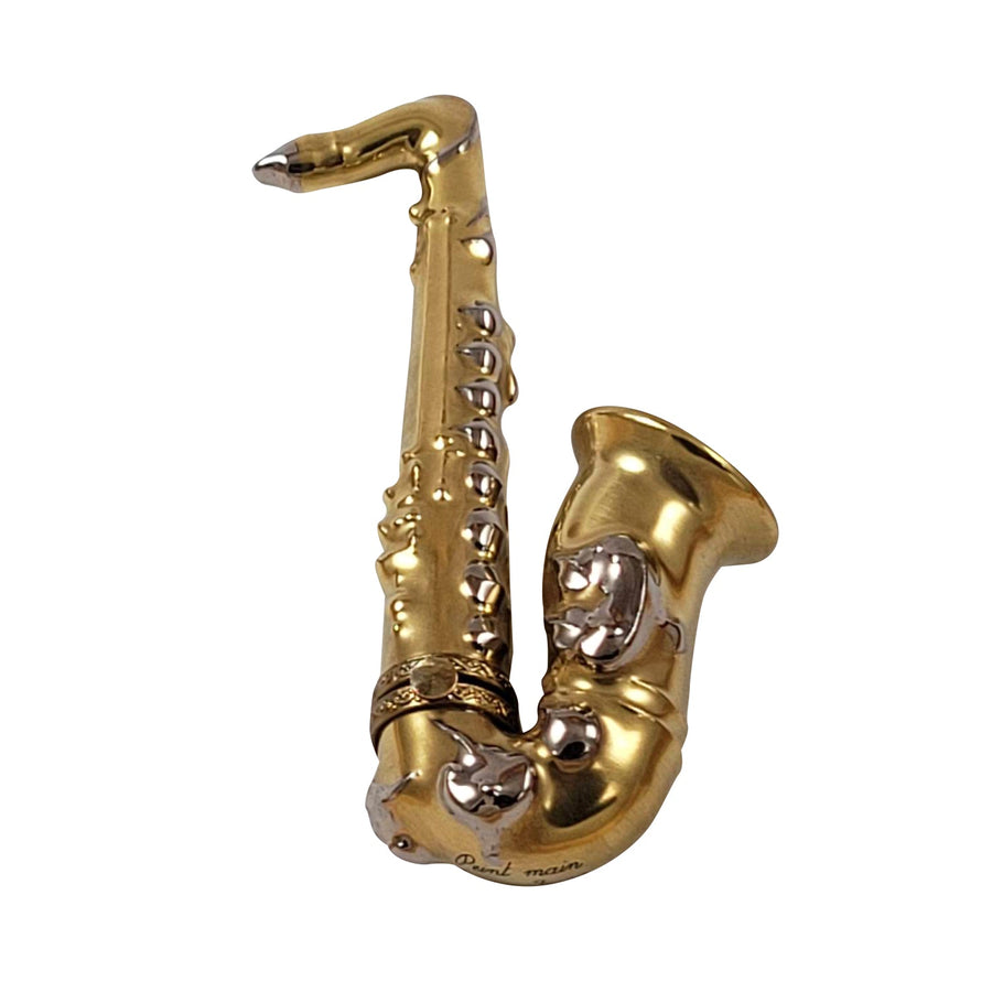 Saxophone musical instrument Porcelain Limoges Music French Trinket Box