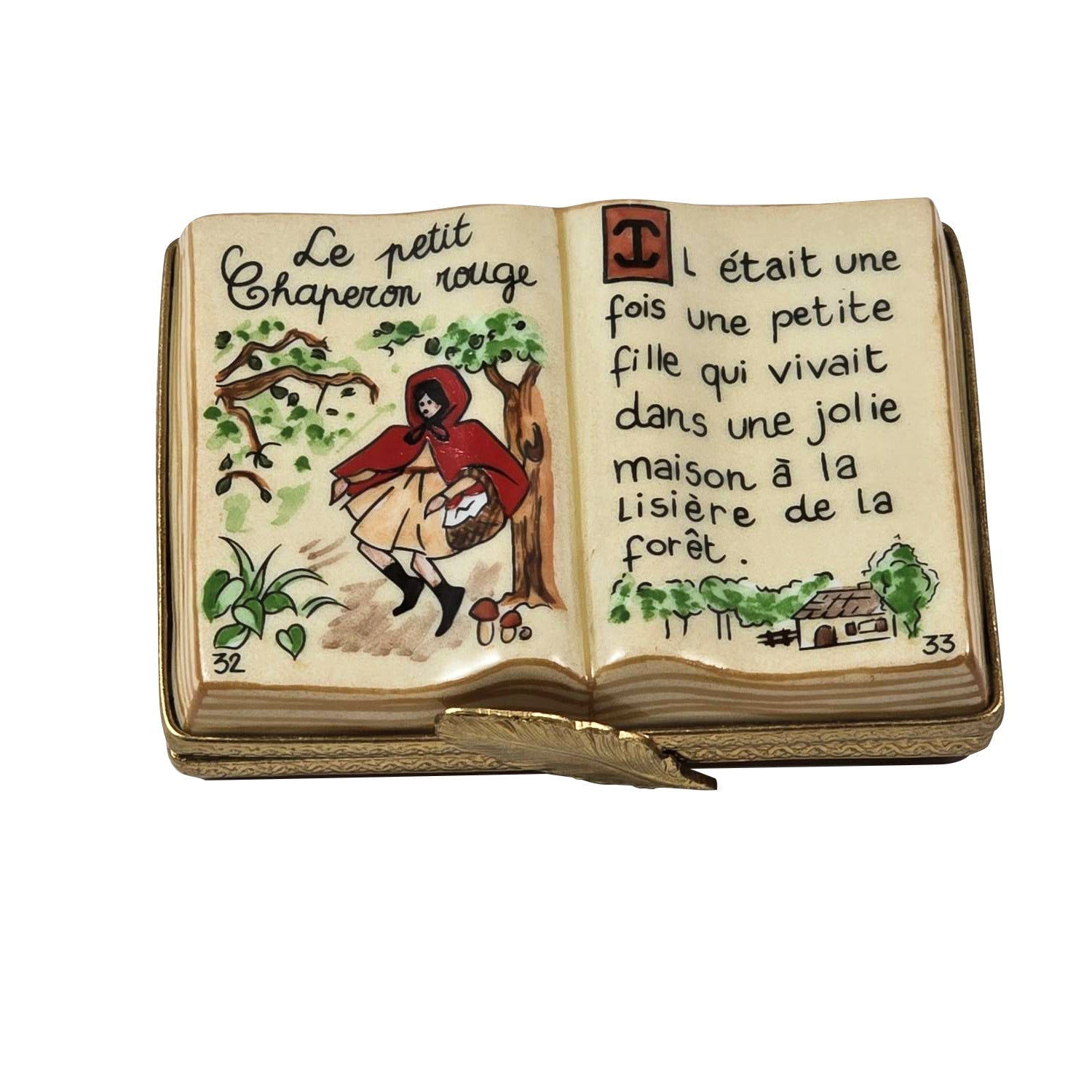 Little Red Riding Hood Book Fairy Tale Porcelain Limoges france book baby French Trinket Box