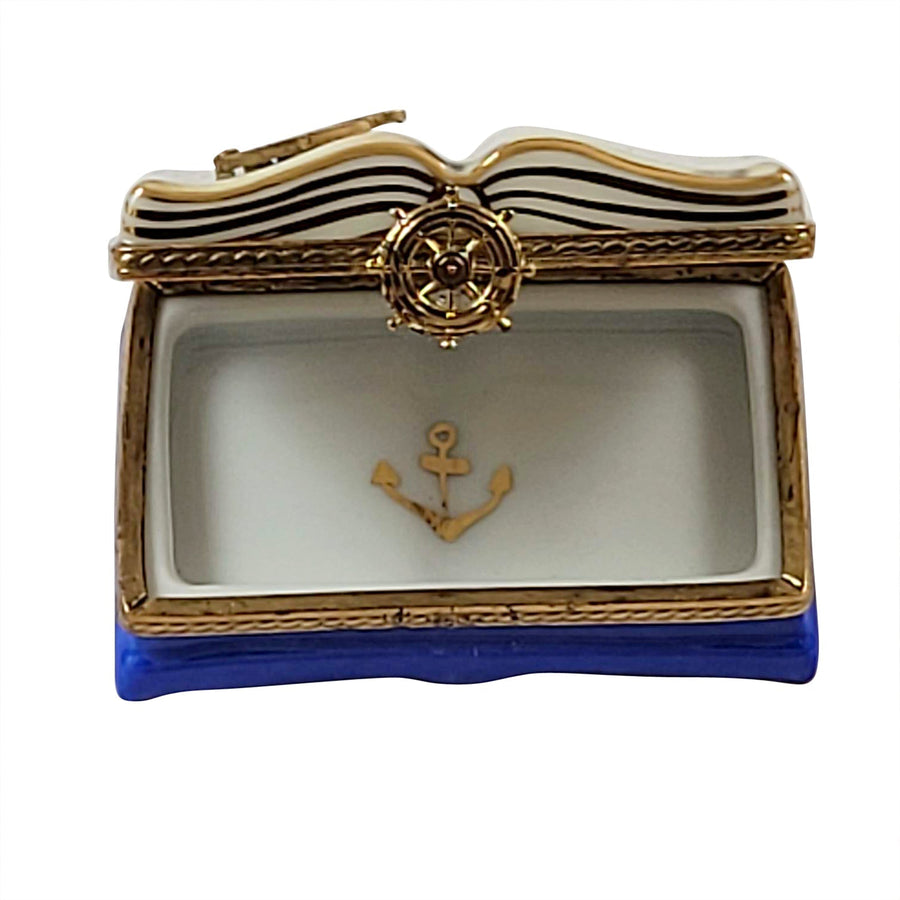 NAUTICAL BOOK Boat Ships Porcelain Limoges Rochard Limoges Box beach professional books vehicals French Trinket Box