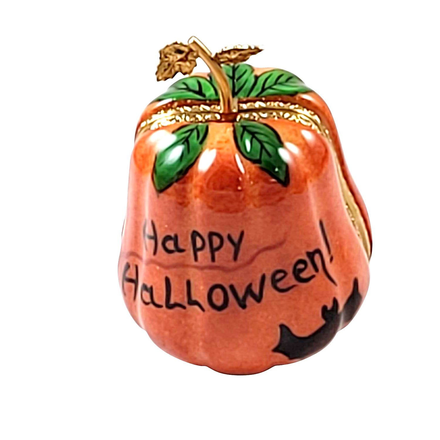 Jack-O-Lantern Pumpkin Halloween Porcelain Limoges Halloween French Trinket Box