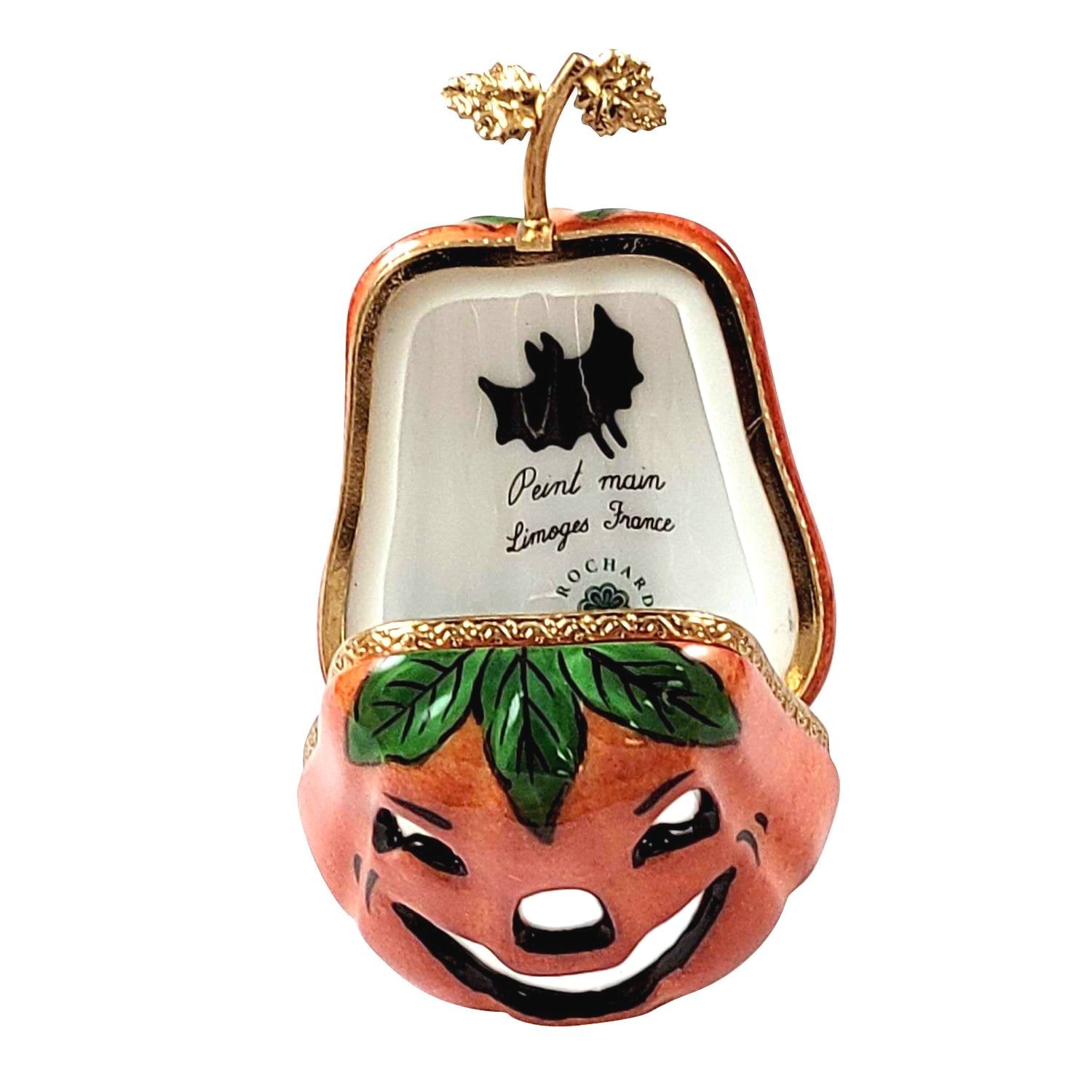 Jack-O-Lantern Pumpkin Halloween Porcelain Limoges Halloween French Trinket Box