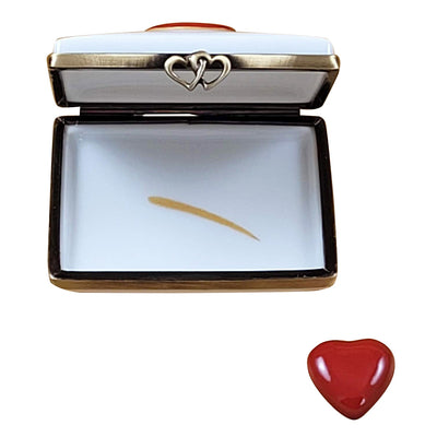 Love letter with heart Porcelain Limoges Heart French Trinket Box